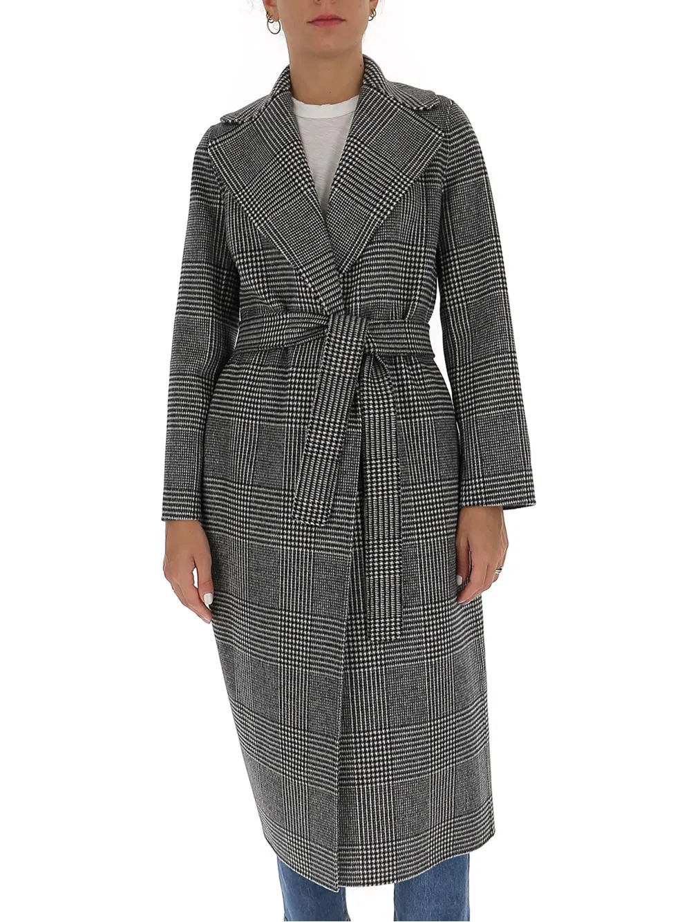 'S Max Mara Checked Belted Coat