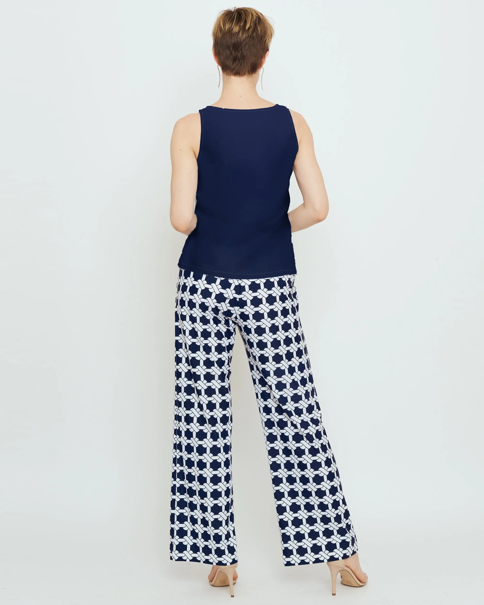 Salina Flare Leg Pant in Nautial Knots Navy White