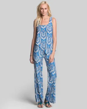 Salina Flare Leg Pant in Royal Scroll