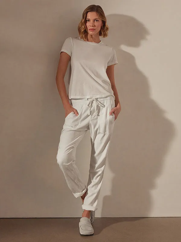 Soft Drape Utility Pant in White