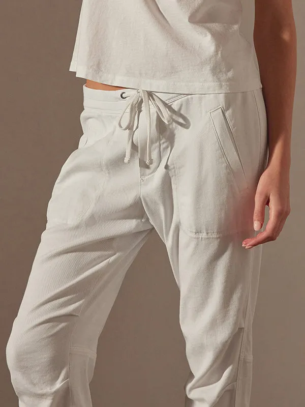 Soft Drape Utility Pant in White