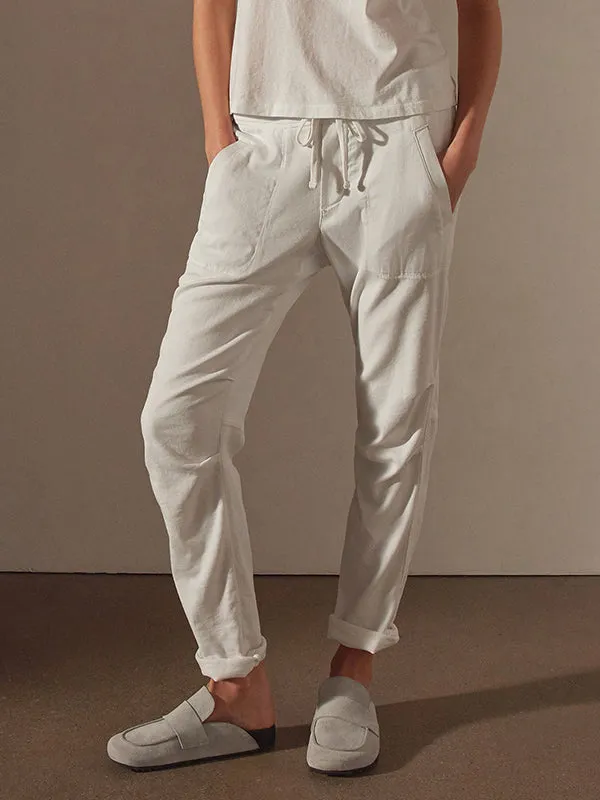 Soft Drape Utility Pant in White