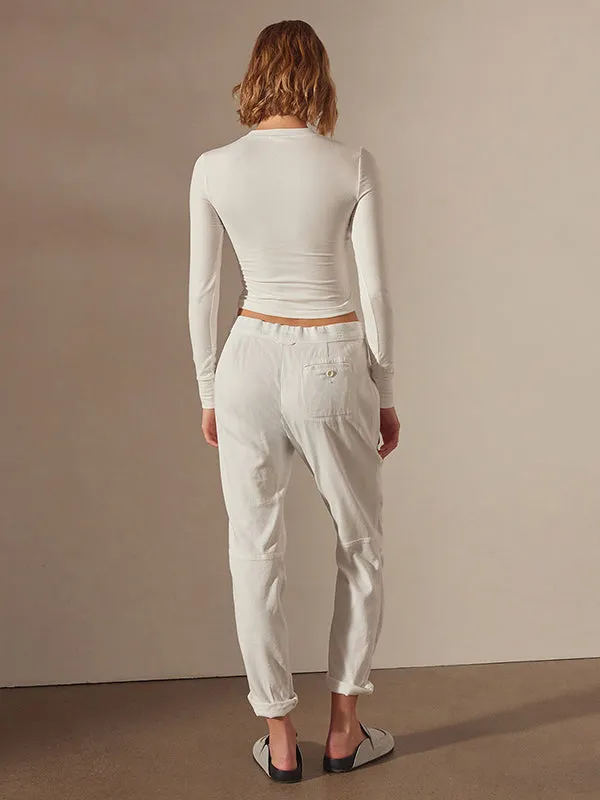 Soft Drape Utility Pant in White