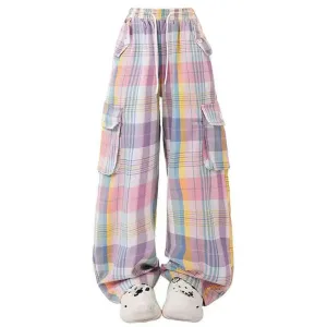 Soft Girl Plaid Cargo Pants