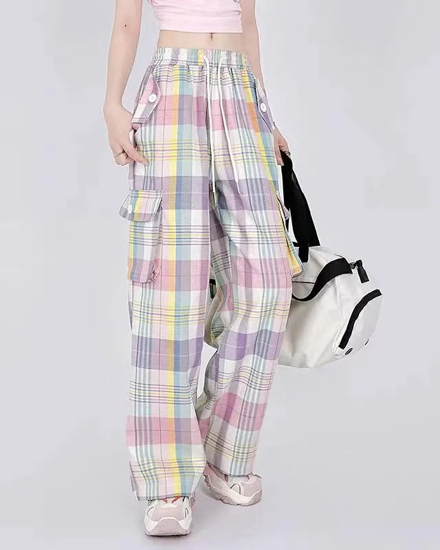 Soft Girl Plaid Cargo Pants