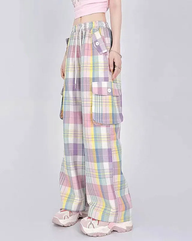 Soft Girl Plaid Cargo Pants