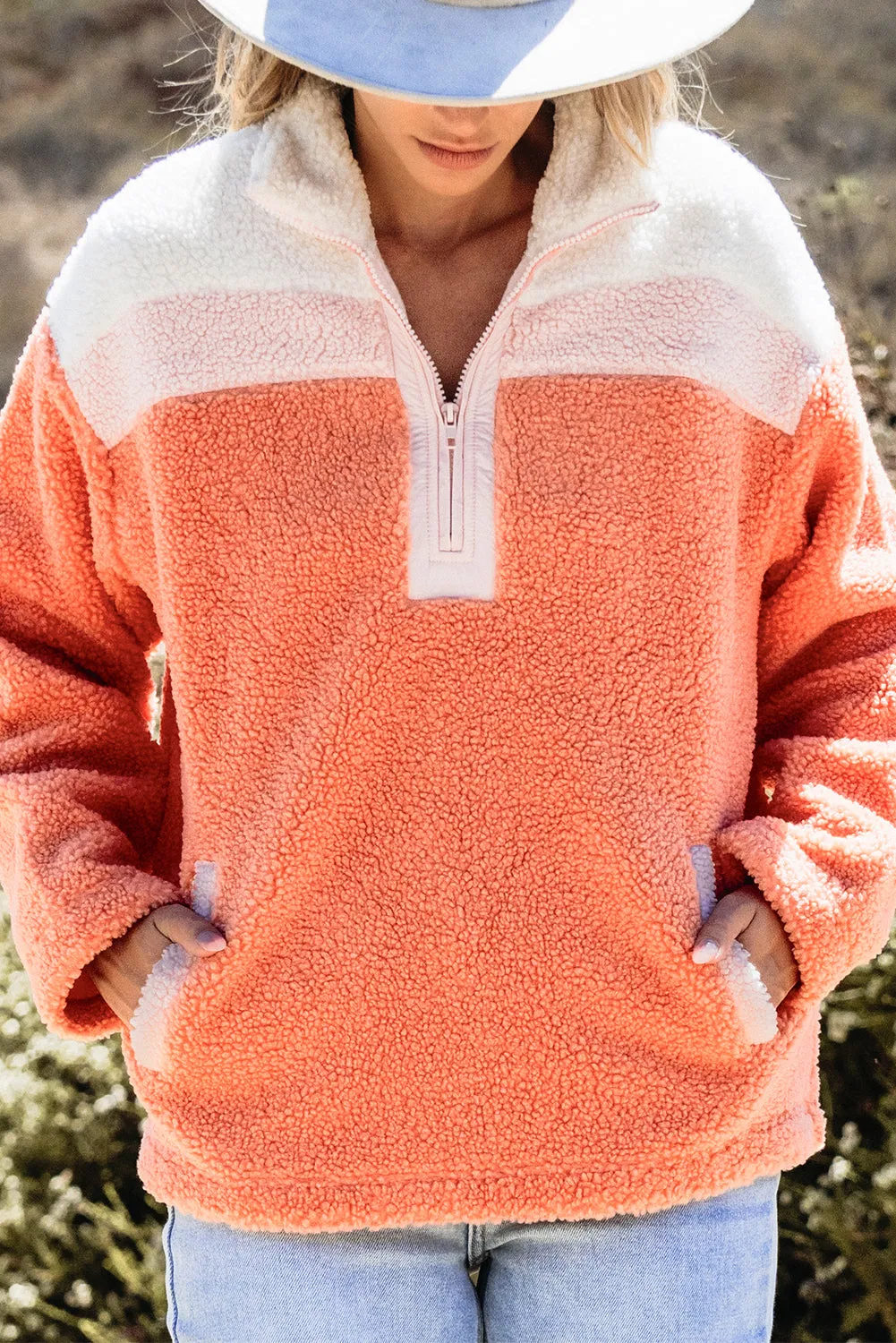 Stand Neck Sherpa Sweatshirt