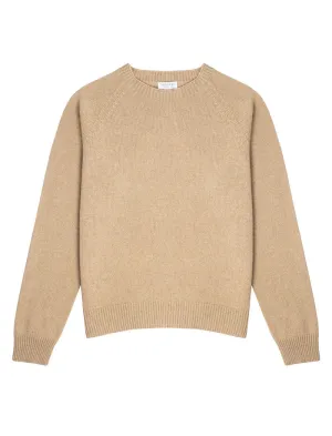 Sunspel Womens Lambswool Crew Neck Jumper Light Camel