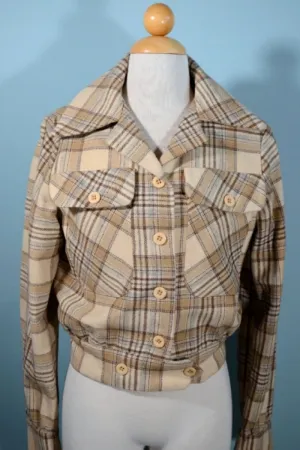 Trousers Up 70s Wool Plaid Bomber Jacket M