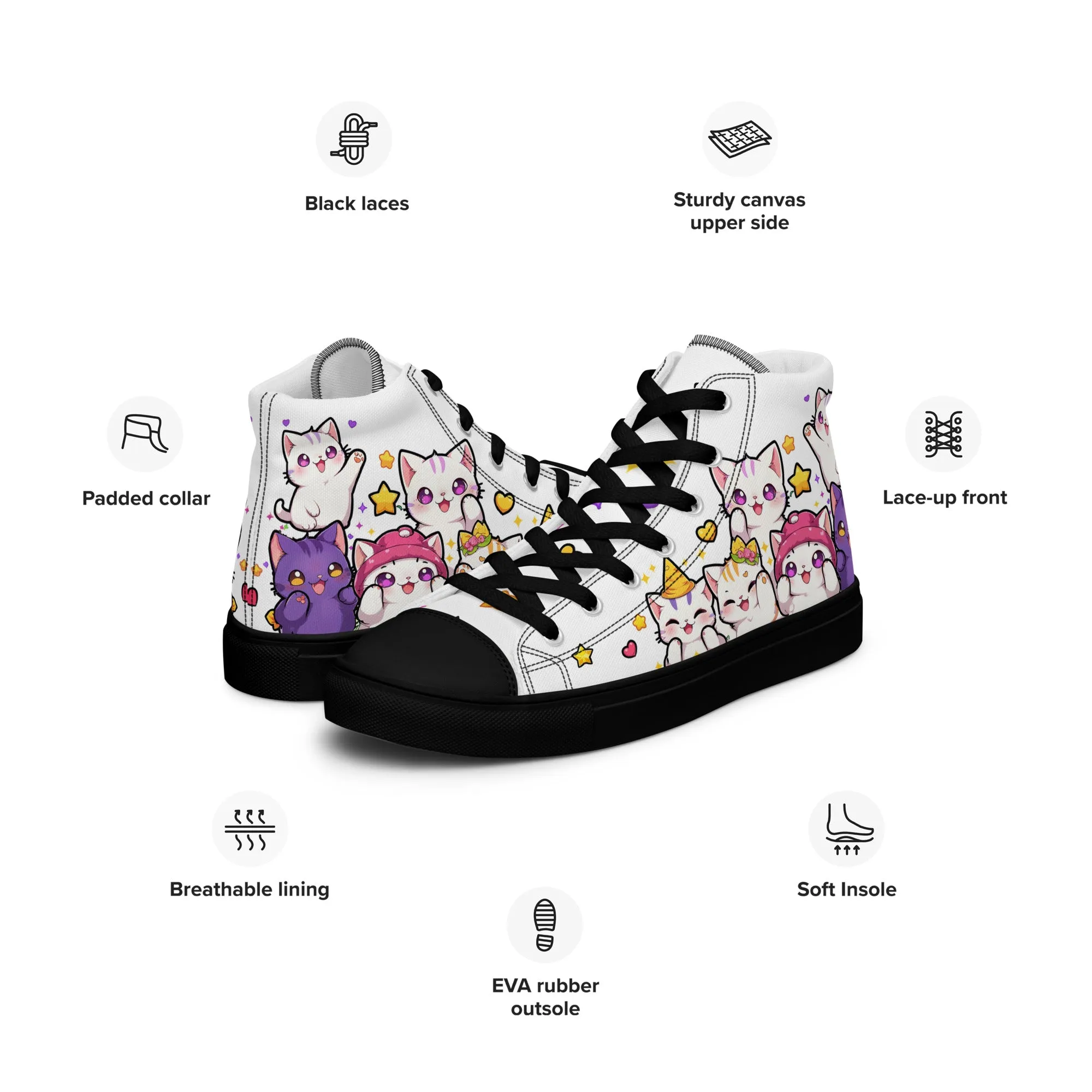 Unisex High top canvas shoes - Cute Cats