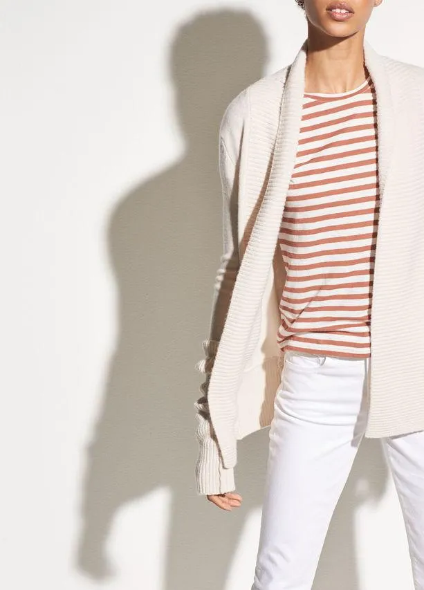 Vince - Wide Collar Cashmere Cardigan in Sandstone