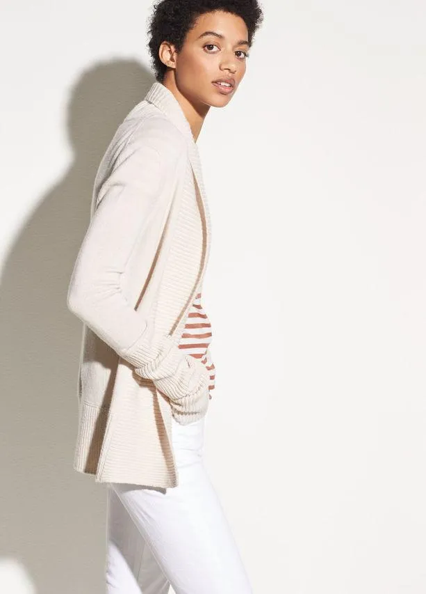 Vince - Wide Collar Cashmere Cardigan in Sandstone