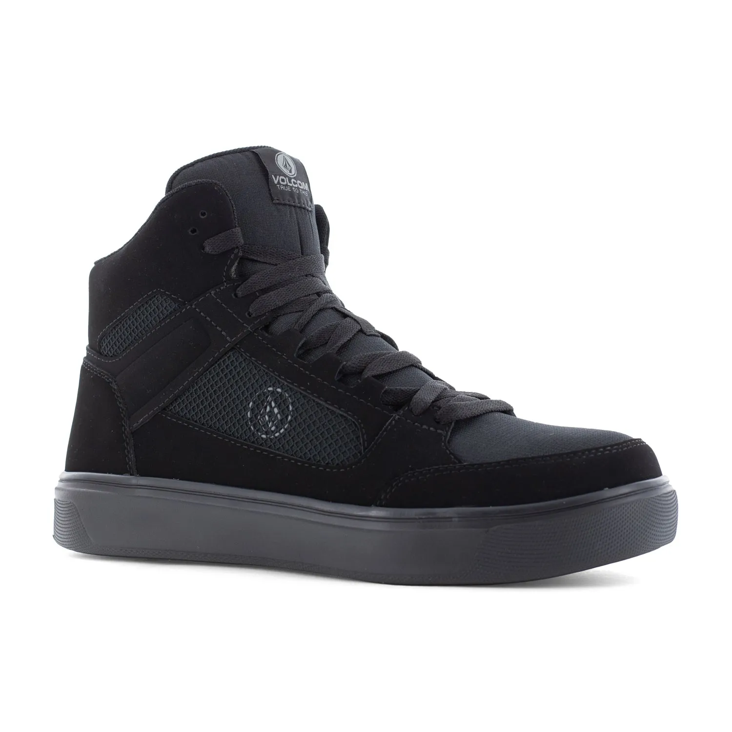 Volcom Womens Evolve Triple Black Suede Skate High Top Work Shoes