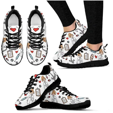 Women Canvas Cartoon Sketch Print Air Mesh Casual Shoes