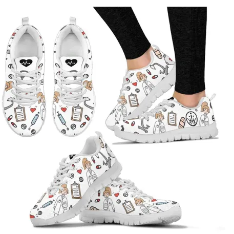 Women Canvas Cartoon Sketch Print Air Mesh Casual Shoes