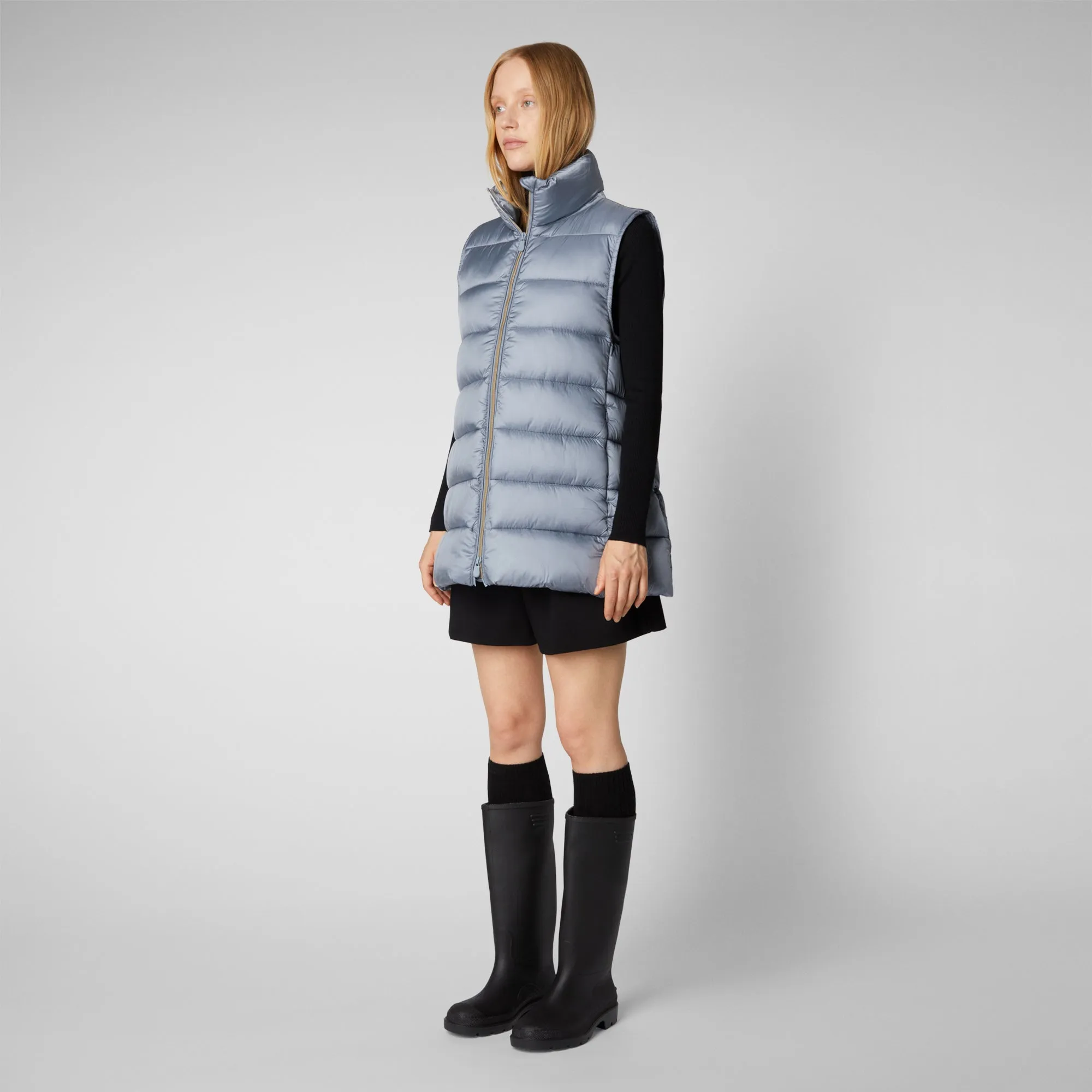 Women's Coral Puffer Vest in Blue Fog