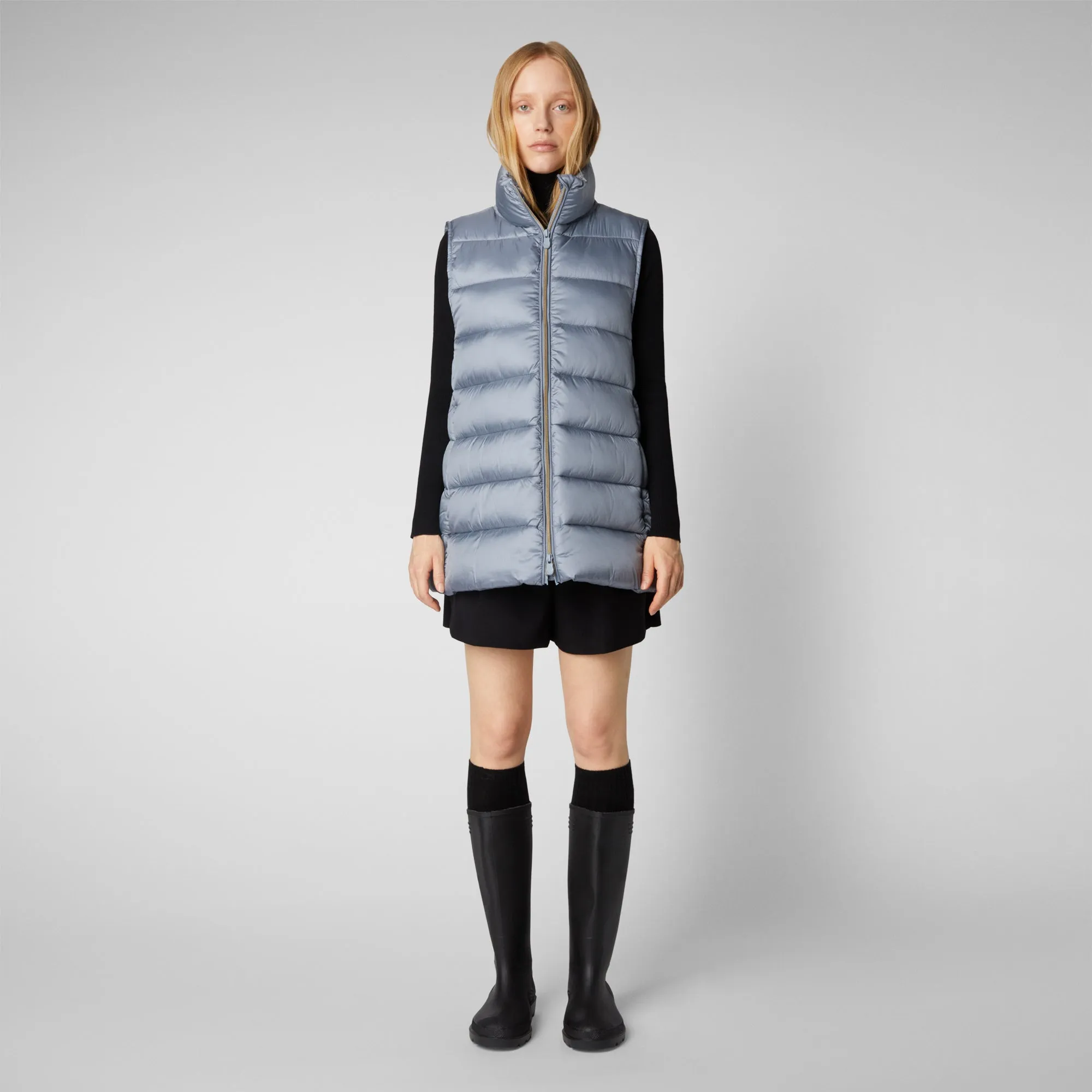 Women's Coral Puffer Vest in Blue Fog