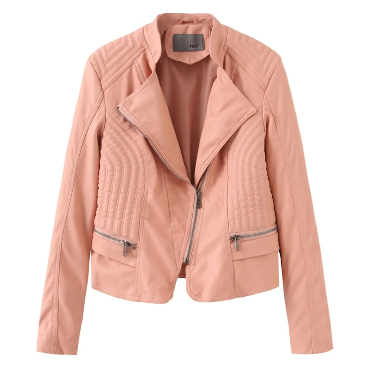 Womens Slim Fit Cropped Biker Jacket