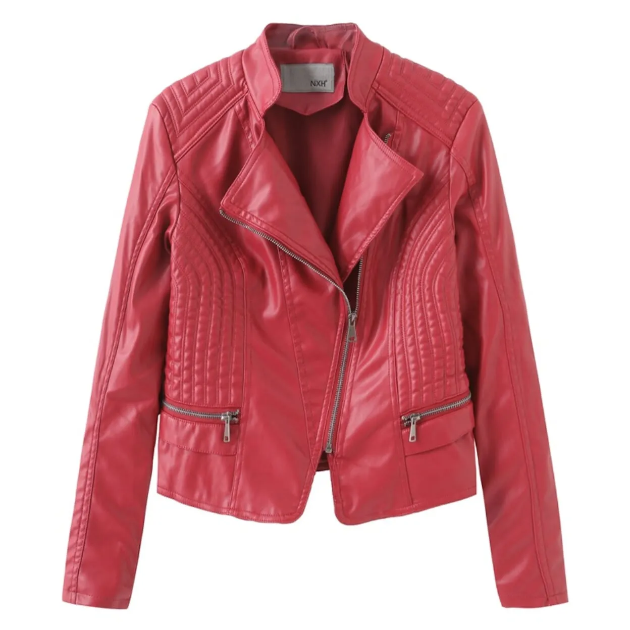 Womens Slim Fit Cropped Biker Jacket